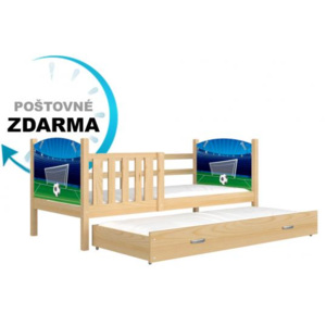 Dřevěná dětská postel TAMI P2 200x90 s pohádkovými vzory Vzor 01, Olše