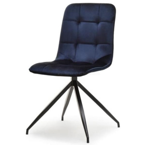 Jídelní židle GANA modrý velur, černá podnož