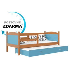 Dětská dřevěná rozkládací postel Matyas P2 200x90 Borovice, Růžová