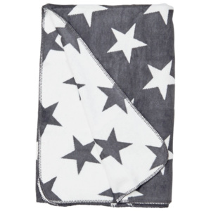 Šedo-bílá bavlněná deka Butlers Hvězdy, 200 x 150 cm