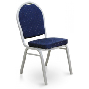 Židle, stohovatelná, látka modrá/šedý rám, JEFF 2 NEW