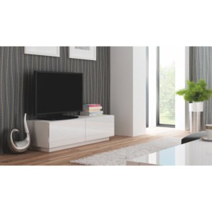 TV stolek/skříňka Livo RTV-160S (bílá + lesk bílý)