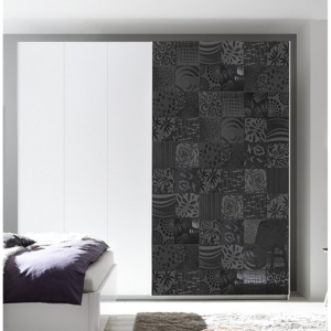 Vybavená šatní skříň s posuvnými dveřmi Xaos-SD-275 bílý mat v kombinaci s dekorem šedým