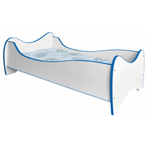 Jednolůžková postel 80 cm Duo (bílá + modrá) (s roštem a matrací)