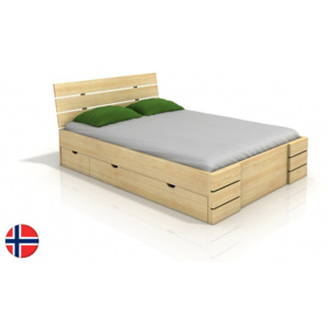 Manželská postel 200 cm Naturlig Lorenskog High Drawers (borovice) (s roštem)
