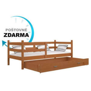 Dětská dřevěná postel JACEK P s vysokou zábranou 200x90