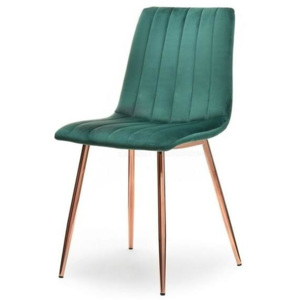 Jídelní židle MEGGY zelený velur, měděná podnož