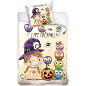Dětské ložní povlečení Malá čarodějnice - Happy Halloween - kolekce U and Me - 100% bavlna - 70x90 cm + 140x 200 cm
