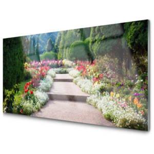 Skleněný obraz Park Květiny Schody Zahrada