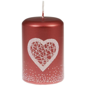 UNIPAR Červená svíčka s dekorem srdce