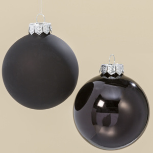 Vánoční koule, černé, 6 kusů
