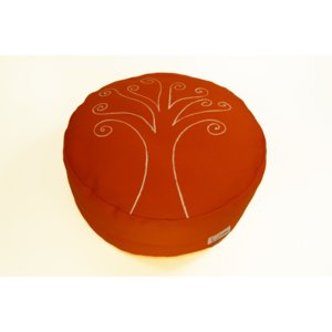S radostí - vlastní výroba Meditační sedák strom života - oranžový Velikost: ∅40 x v12 cm