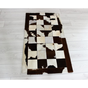 Kožený koberec Skejby white and brown