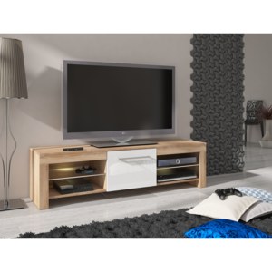 TV stolek/skříňka Flex (dub sonoma světlý + lesk bílý)