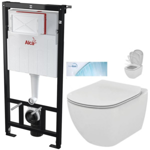 AKCE/SET/ALCAPLAST - Sádromodul - předstěnový instalační systém určený pro suchou instalaci 1,2 m + WC TESI se sedátkem SoftClose, AquaBlade AM101/112