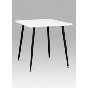 Jídelní stůl 80x80 cm, bílý mat + nohy černý lak