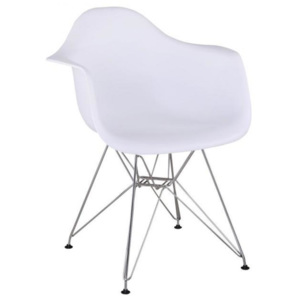 Židle - křeslo, bílá + chrom, FEMAN