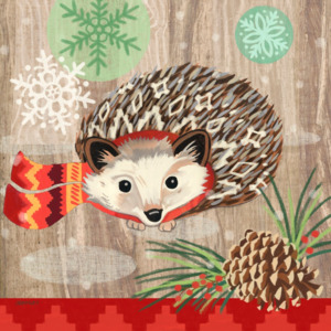 Balení 10 papírových ubrousků s vánočním motivem PPD Hedgehog With Scarf