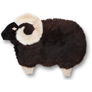 Wooline Hnědý beránek z ovčích kůží, předložka nebo polštář