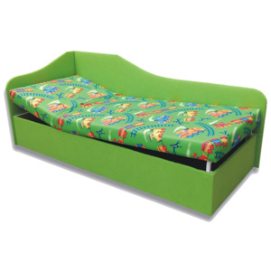 Jednolůžková postel (válenda) 90 cm Anita (Vláček 4 + Zelená X101) (L)