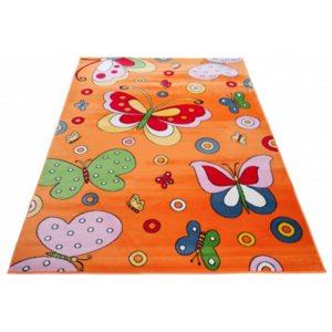 Kusový koberec dětský J0160 - Motýli - oranžová - 80x150 cm