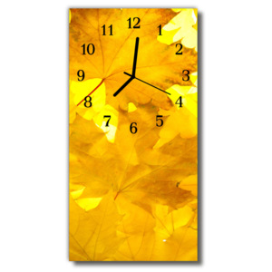 Skleněné hodiny vertikální  Květy, podzimní žluté listy