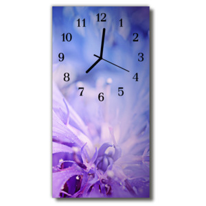 Skleněné hodiny vertikální Květiny Květinové plátky fialové