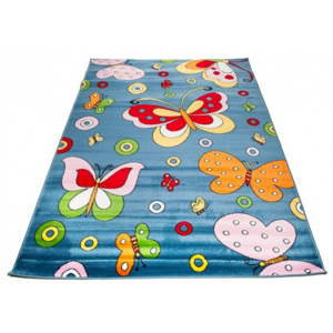 Kusový koberec dětský J0150 - Motýli - modrá - 80x150 cm