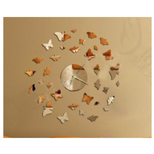 Nástěnné zrcadlové hodiny na stěnu 35x 35 cm DIY motýlové