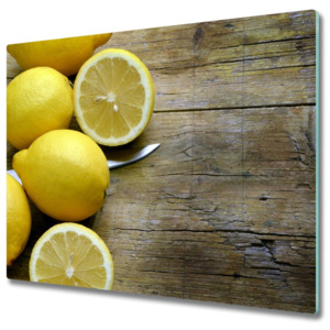 Skleněné deska do kuchyně Citrony na dřevo