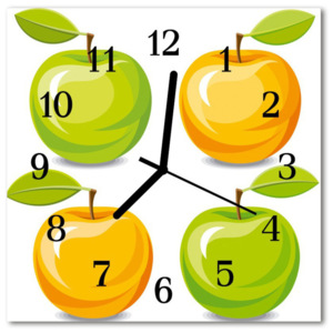 Skleněné hodiny čtvercové jablka