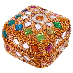 Thajsko Dárková krabička na šperky, hranatá, oranžová, zdobení