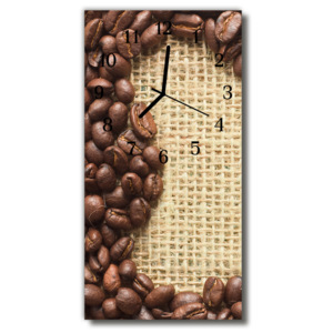 Skleněné hodiny vertikální  Kuchyně Kávová zrna béžová