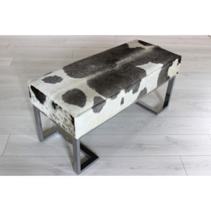 Luxusní taburet - lavice Henrik šedá + stříbrná