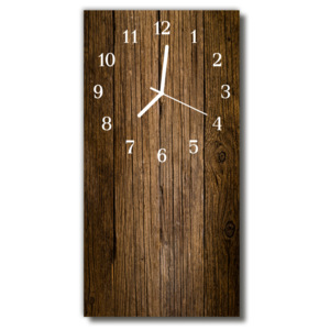 Skleněné hodiny vertikální Dřevěná hnědá deska