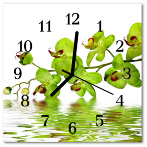 Skleněné hodiny čtvercové orchidej