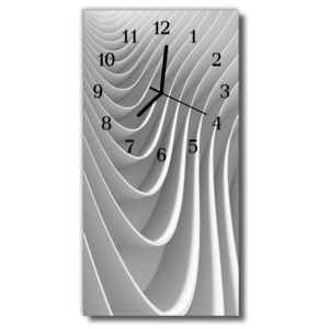 Skleněné hodiny vertikální Příroda Wave 3D stříbrné linie
