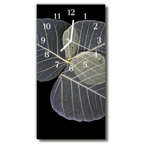 Skleněné hodiny vertikální Příroda, listy, šedá rostlina