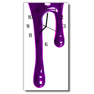 Skleněné hodiny vertikální Tekuté fialové barvy
