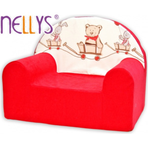 NELLYS Dětské křesílko/pohovečka Nellys ® - Míša a zajíček, červené
