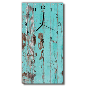 Skleněné hodiny vertikální Retro modré dřevo