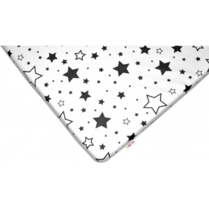 Baby Nellys Bavlněné prostěradlo 60x120cm - Černé hvězdy a hvězdičky - bílé