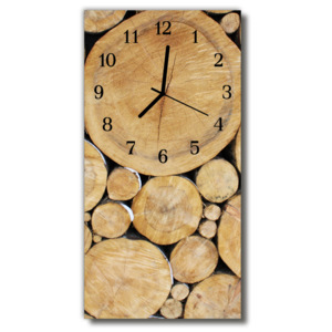 Skleněné hodiny vertikální Hnědé dřevo