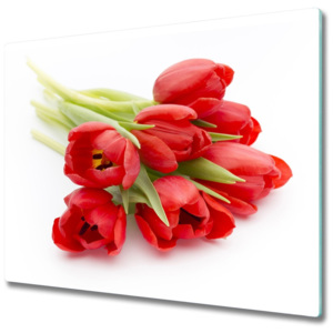 Skleněné deska do kuchyně Červené tulipány