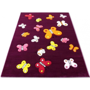 Kusový koberec dětský JE0000 - Motýli na fialové - 100x200 cm