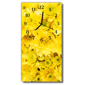 Skleněné hodiny vertikální  Květiny, žluté květy