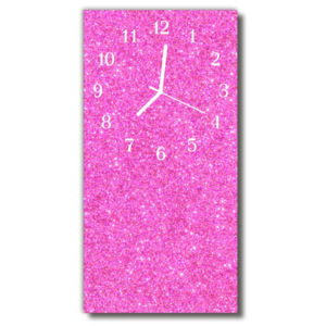 Skleněné hodiny vertikální Pink brokát