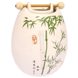 Čína Aromalampa keramická, dvojdílná, bílá, dekor bambus