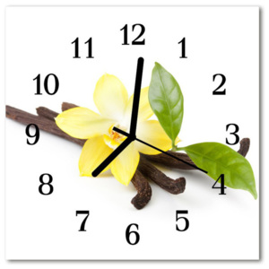 Nástenné skleněné hodiny Vanilkové květy