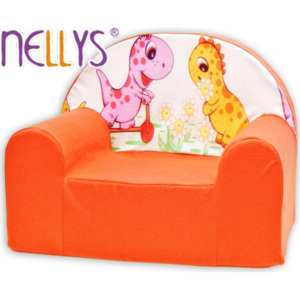 NELLYS Dětské křesílko/pohovečka Nellys ® - Dino v oranž